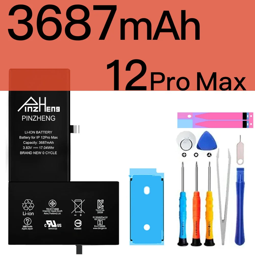 PINZHENG Echte batterij met hoge capaciteit voor iPhone X XR XS Max 12 13 Mini Pro Max 11 Pro Max Vervanging Bateria Garantie Eén jaar