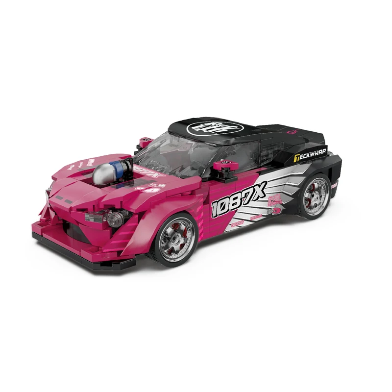 

IN STOCK MOC Eight-grid Car With Container Display Box 1087X Drift Car Building Blocks Bricks Model Kids Toys Birthday Gift Set