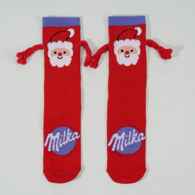Christmas Hand in Hand Socks Magnetic Hand Holding Sock Cute Warm Cotton Socks Funny Magnetic Suction Socks for Women Men 5pairs