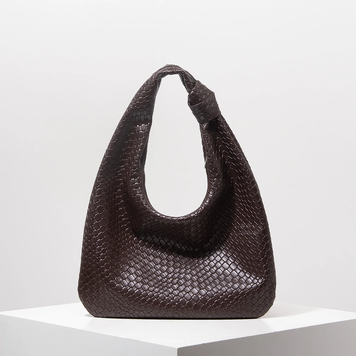 Vintage-Umhängetasche aus Kunstleder, Damenhandtasche, geräumige Tragetasche, Halbmond-Tasche, Tasche mit Reißverschluss, Alltagstasche für den Arbeitsweg (Muster zufällig). – Detail 21