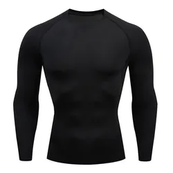 Men Bodybuilding Sport T-shirt Quick Dry Running Shirt Long Sleeve Compression Top Gym T Shirt Men Fitness Tight Rashgard