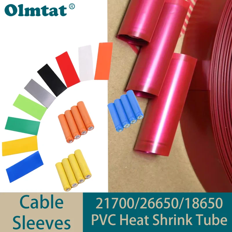 

25~100pcs 18650/26650/21700/No.5(AA)/No.7(AAA) Battery Battery Film Tape PVC Heat Shrink Tube Precut Shrinkable Sleeve Wrap