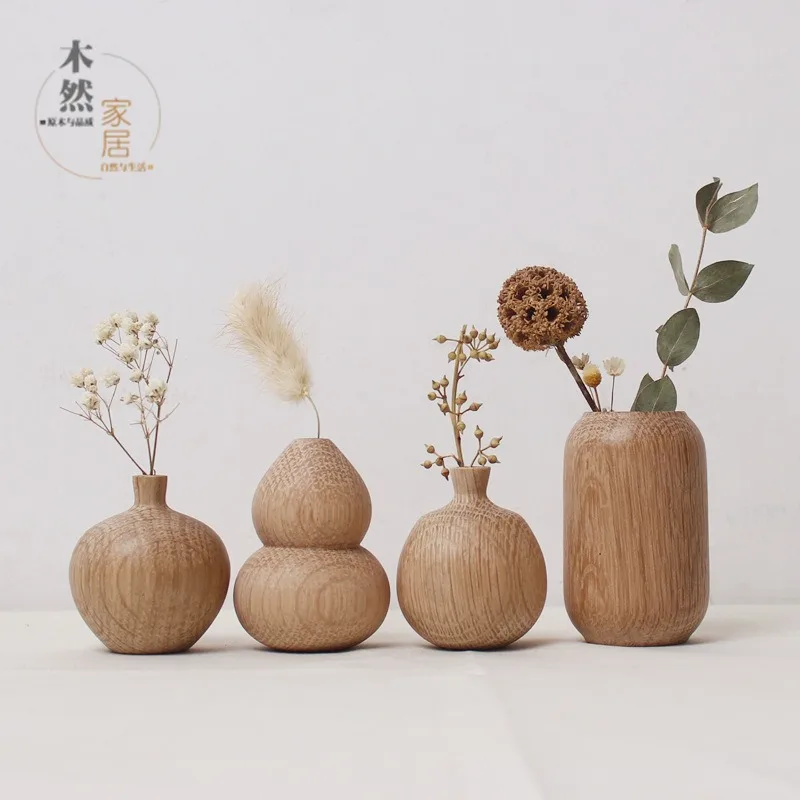 

Natural Solid Wood Flower Vase, Plants Pot, Art Vases, Wedding, Home, Office, Table Decoration Crafts