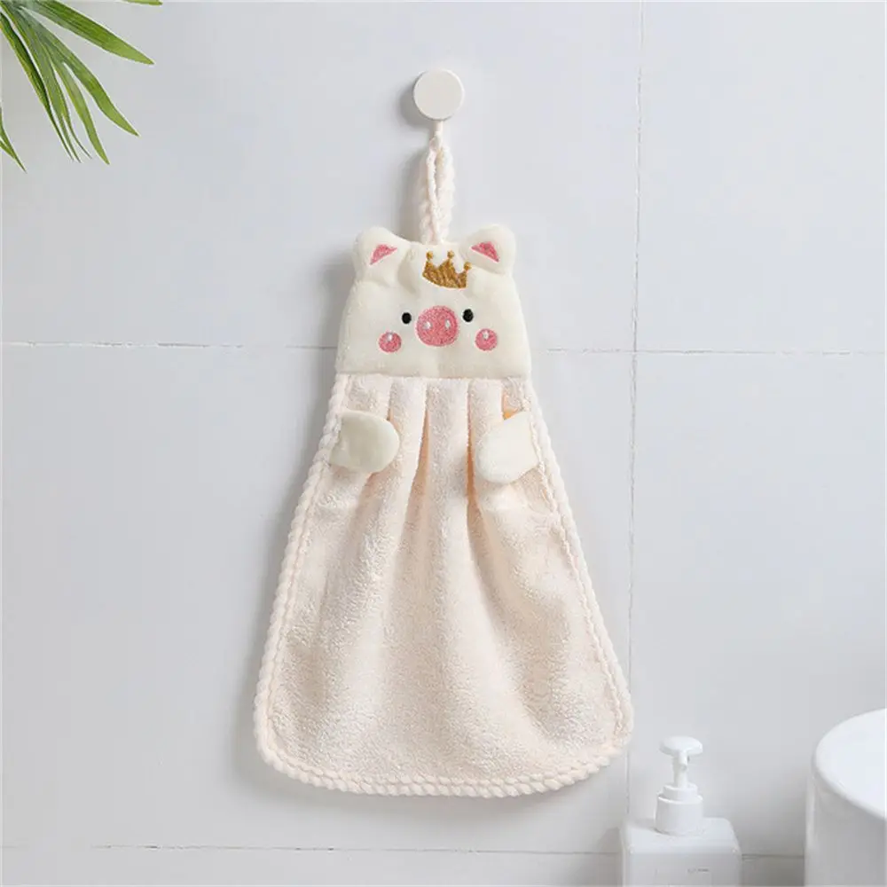 Soft Korean Style For Household Wall Kitchen Hand Towel Cartoon Pig Embroidery Handkerchief