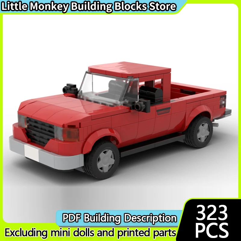 Speed Racing Car Model MOC Building Bricks Red Light Pickup Truck Modular Technology Children Holiday Gifts Assemble Toys Suit