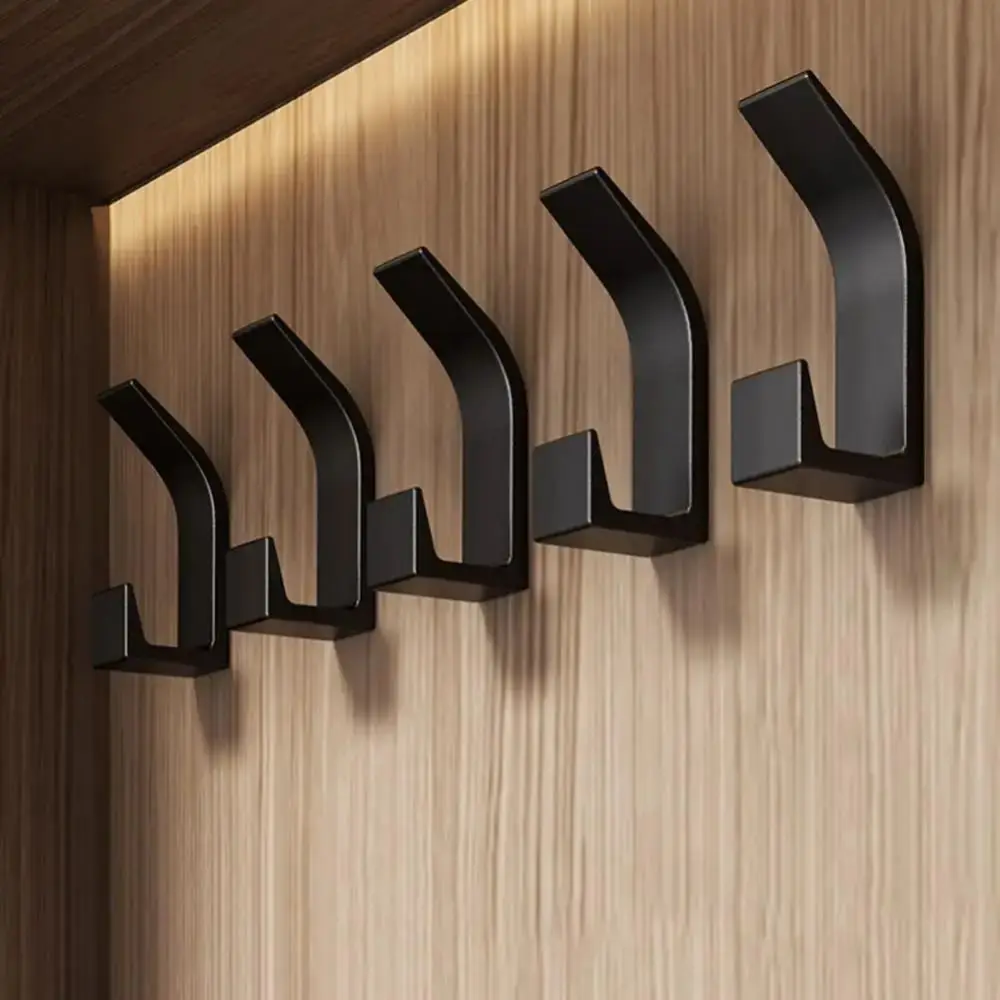 5Pcs/Set No Drilling Wall Hanging Hooks Clothes Towel Self-adhesive Plastic Storage Hanger Anti-slip Bathroom Kitchen
