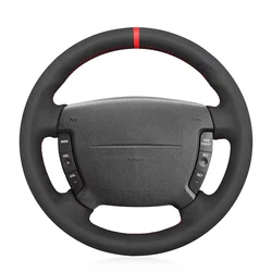 Coprivolante per auto morbido antiscivolo cucito a mano in finta pelle scamosciata nera treccia per Ford Falcon 2002 2003 2004 2005 2006 2007 2008