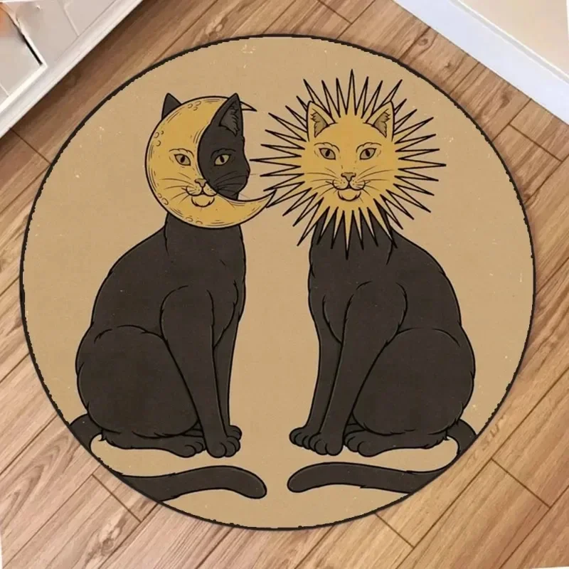 Cute Cat Moon Sun Nursery Mat Play Rug for Baby Kids Room Decor Sleep All Day Play All Night