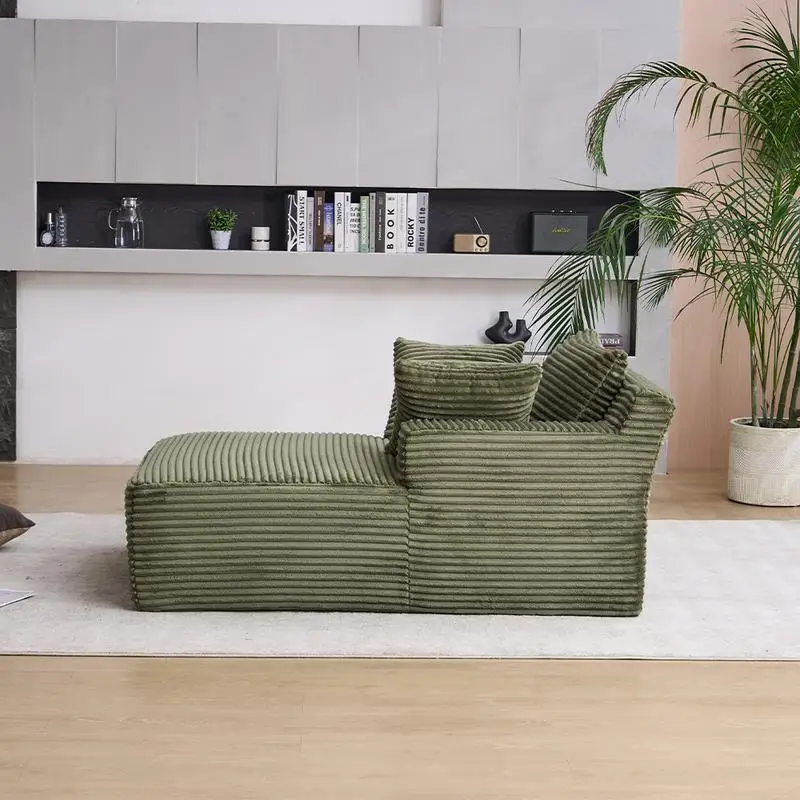 เก้าอี้ยาวทรงชีซ์ลองจ์ขนาดใหญ่พิเศษสำหรับใช้ภายในอาคาร โซฟาเบดแบบมีเบาะหุ้มผ้ากำมะหยี่ทันสมัยพร้อมหมอนและที่วางแขน อเนกประสงค์