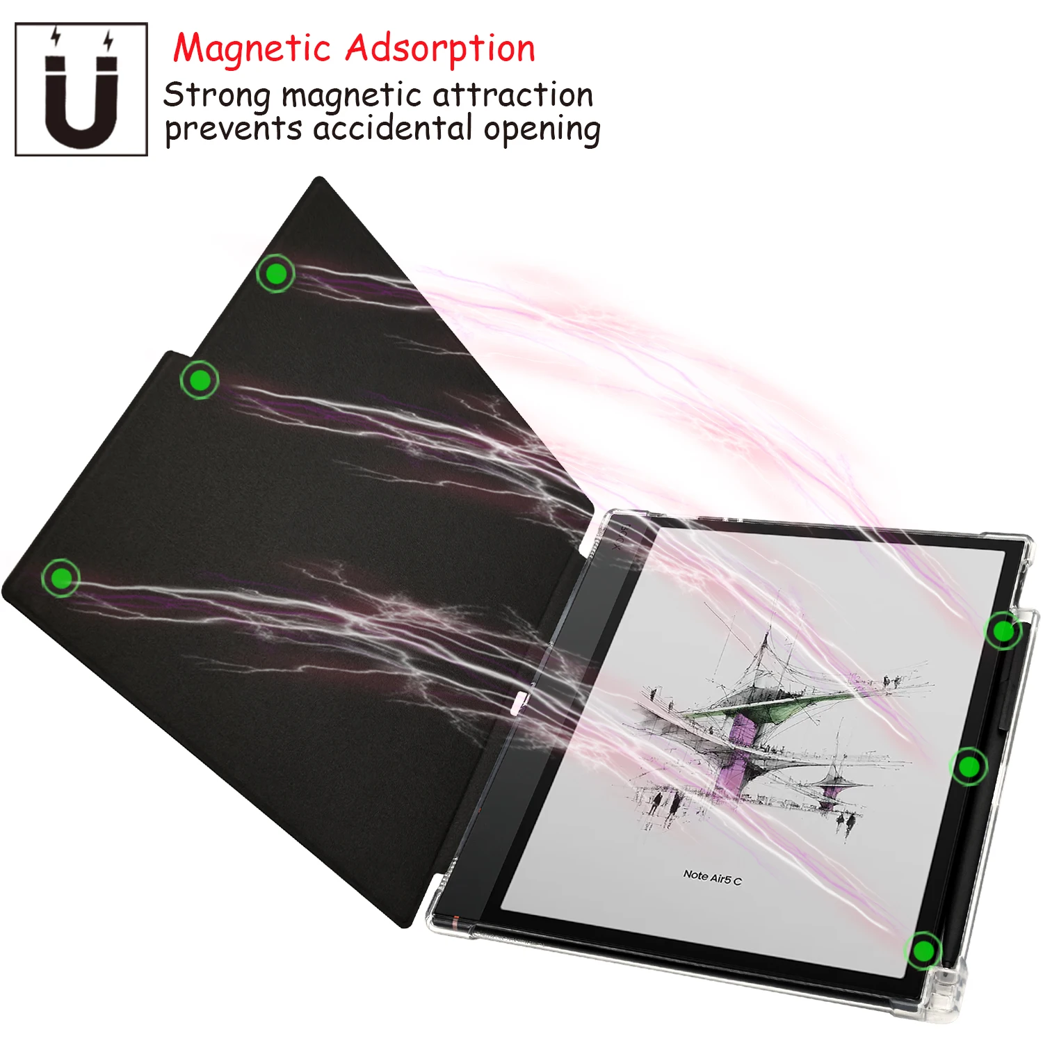 Transparent TPU Back Case for Boox Note Air 5 C (2025) Slim Cover with Auto Wake/Sleep, Built-in Pen Holder, Magnetic Closure - view 6