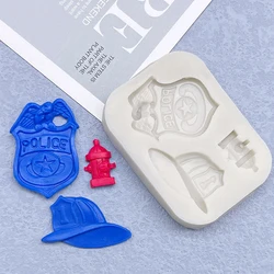Fireman police Hat Cap Hydrant Silicone Cake Baking Mold Sugarcraft Chocolate Cupcake Resin Tools Fondant Decorating Tools