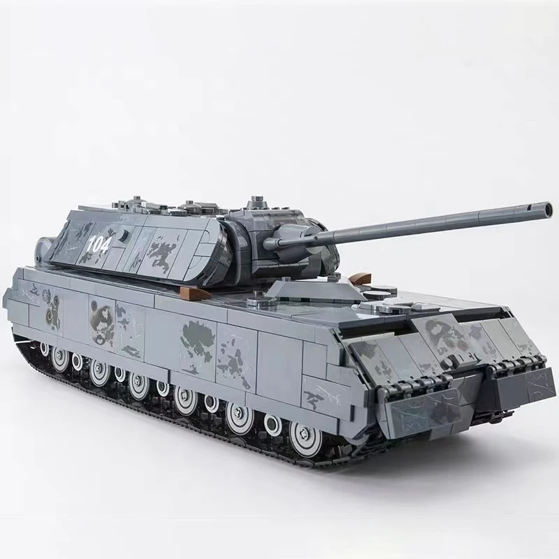 WW2 Military Heavy Tank Building Blocks German Panzer VIII Maus Leopard 2 WW1 Soldier Police Army Weapon Bricks Toy for Boy Gift