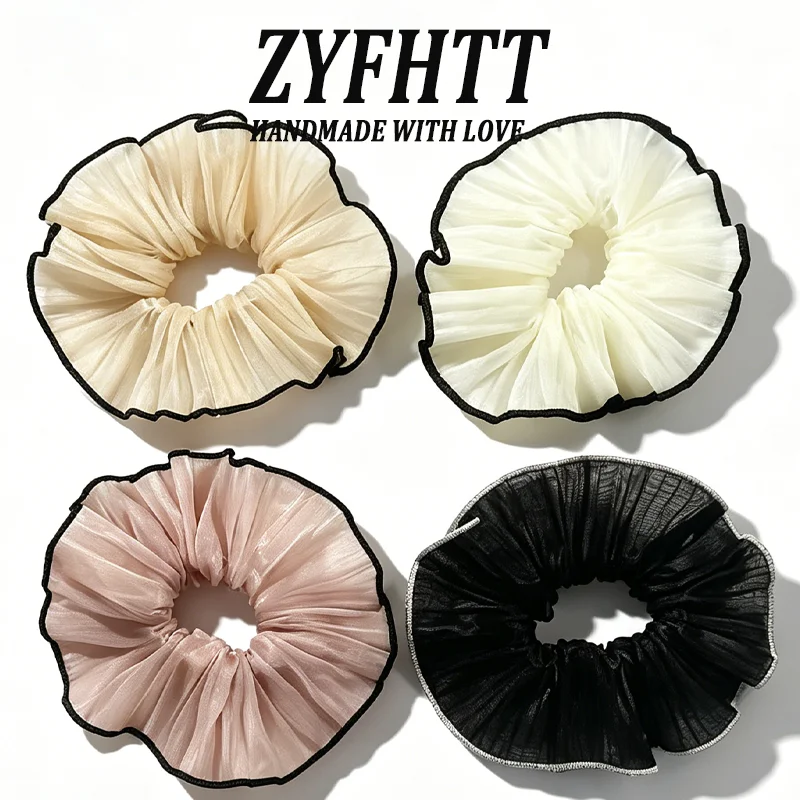 1/4pcs ZYFHTT Simple Mesh Pleated Hair tie for Women elegant Hair Ring Fashion Girl Does Not Damage The Hair Scrunchie