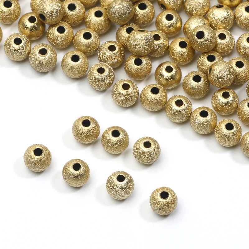 4/6/8/10mm Gold Color Stardust Acrylic Beads Shiny Acrylic Round Balls Spacer Beads For Jewelry Making DIY Handmade Accessories