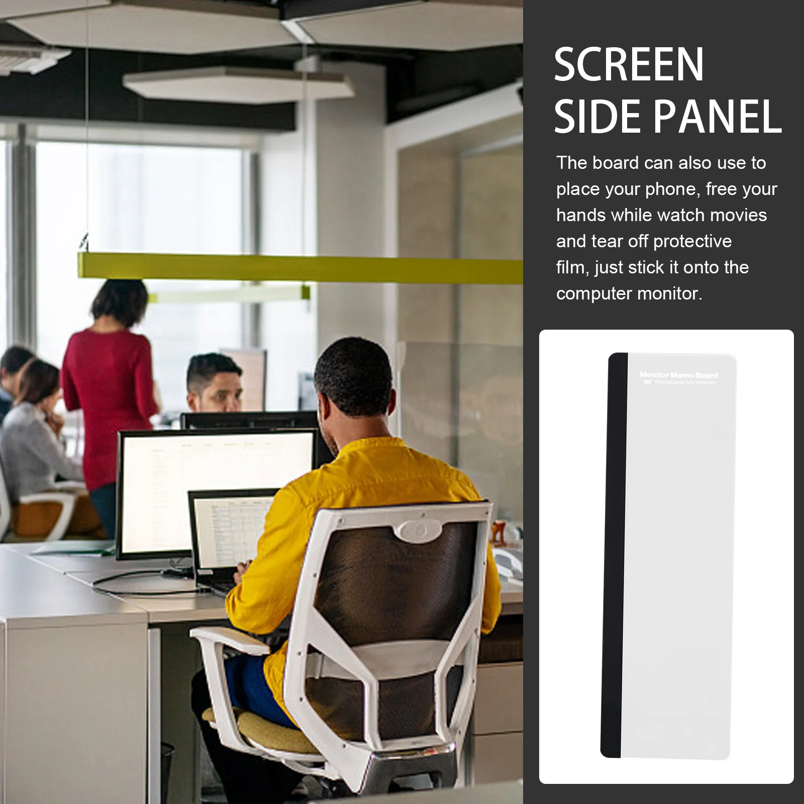 

Transparent Acrylic Computer Monitor Memo Board Right Side Screen Panel Office Note Reminder Desk Accessory Memo Board