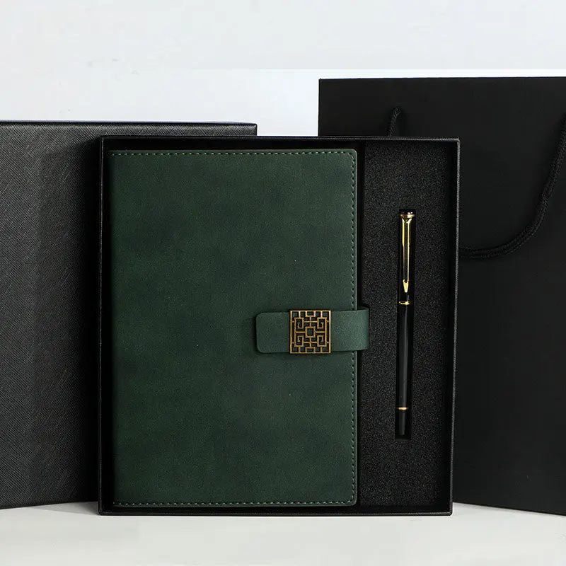 2025customized.Pu Leather Hardcover Ceremony Corporate Promotional notebook and ball pen company sets 245059