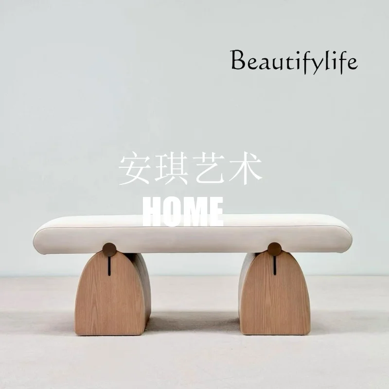 Modern cream style designer living room solid wood bench creative special-shaped bedroom bedside stool