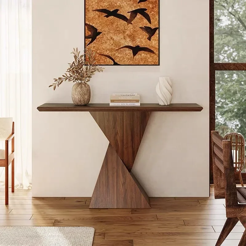 Modern solid wood oak durable entrance table with storage space, suitable for living and dining room home decoration