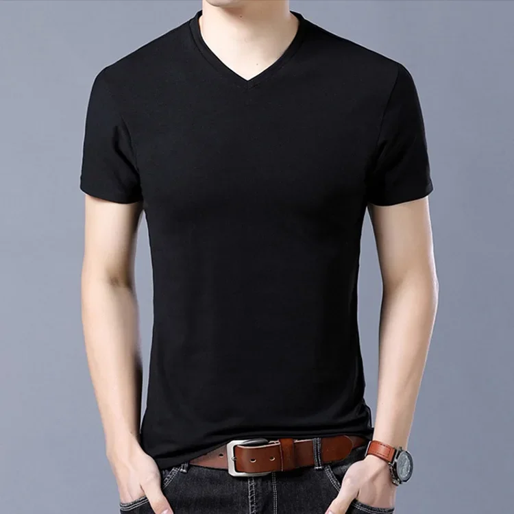 MRMT 2024 Brand New Pure Color Short-Sleeved Men's t-Shirt V-Neck Cotton Summer Men Plus Size Shirt Tops Man T Shirt image 2