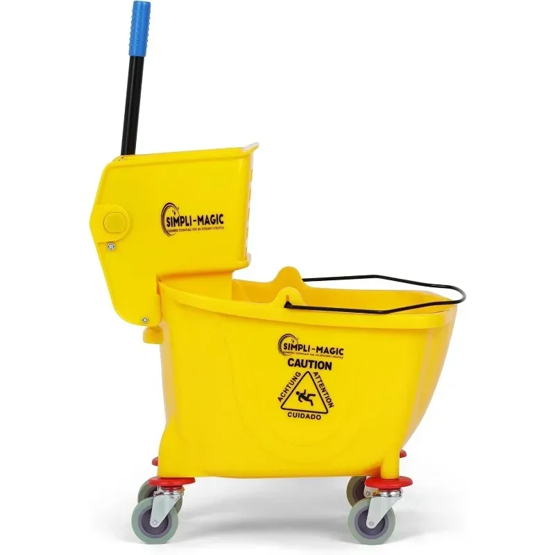

Commercial Mop Bucket 26QT with Press Wringer, Wide Use for Janitor Hotel Floor Cleaning, Yellow
