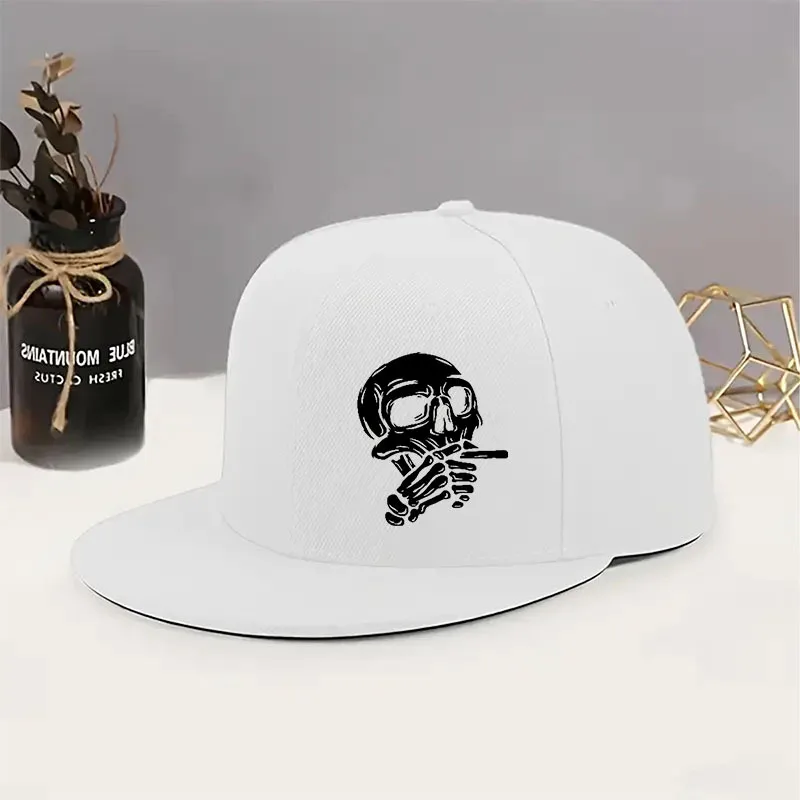 التدخين الجمجمة الرسم شقة حافة قبعة بيسبول البوليستر الشارع الشهير الهيب هوب قابل للتعديل Snapback قبعة الكبار عارضة #2