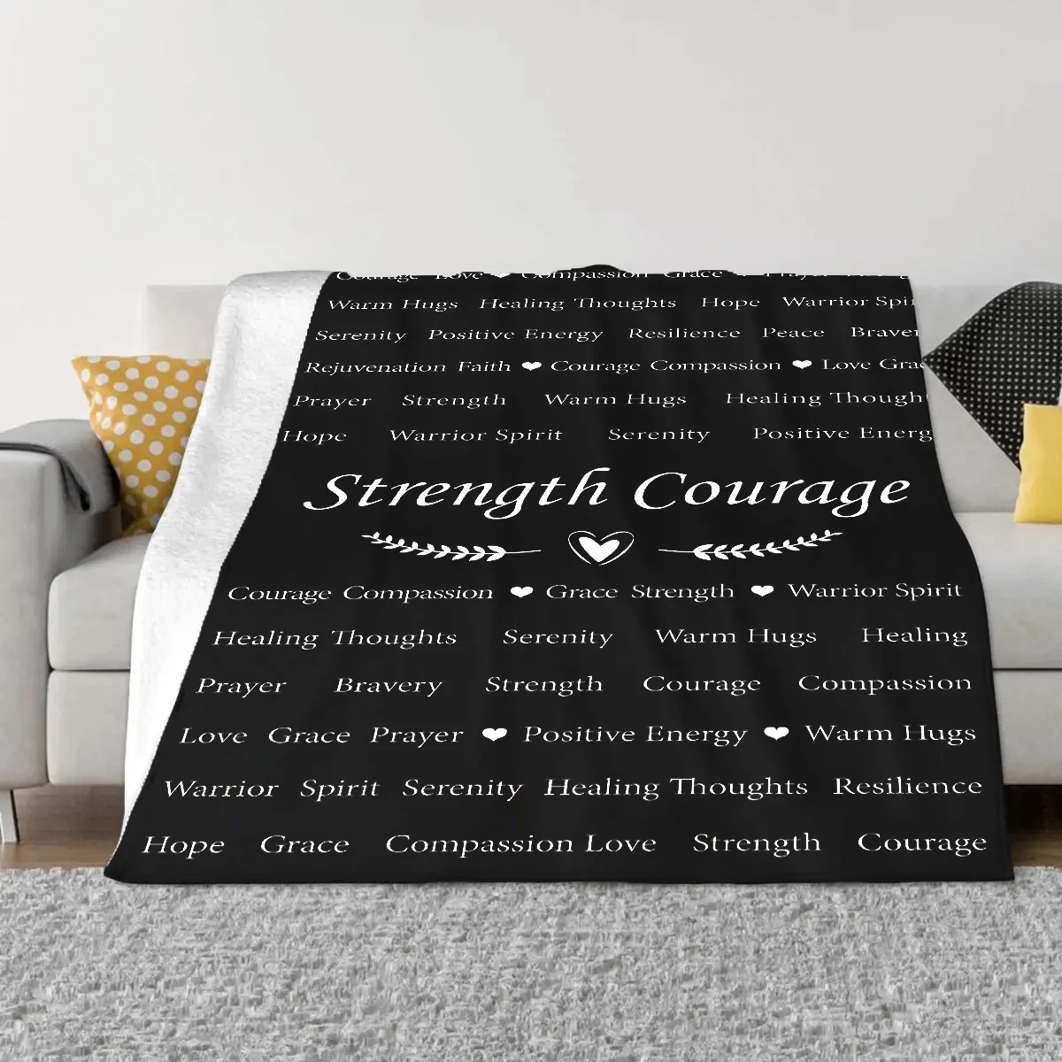 BLANKET - Compassion Blanket - Strength Courage Super Soft Warm Hugs, Get Well Gift Blanket Plush Healing Thoughts Positive Ene