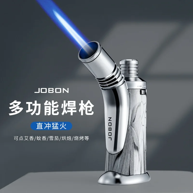 Straight punch windproof lighter Safety lock fire Transparent gas window Moxibustion mosquito coil BBQ Gas lighter Mini torch
