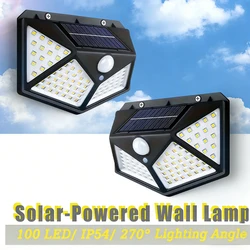 1-4PCS Solar LED Wall Light,100 LED Outdoor Motion Sensor Lights Waterproof Solar Wall Lamp for Garden Fence Yard Pathway Stairs