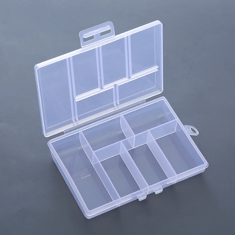 6-grid Transparent Storage Box Clips Dispenser Plastic Collection Container Case For Stationery Coin Pill Jewelry Stamps