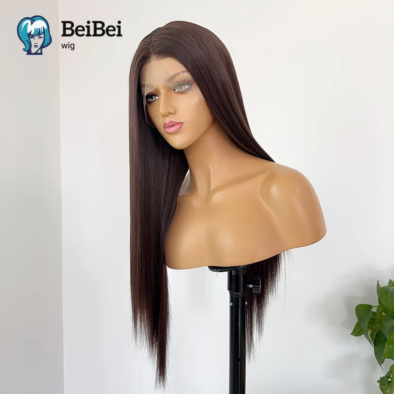 Коричневые парики фронта шнурка для модных женщин 26 дюймов HD Длинные прямые 13*4 Натуральные фронтальные кружева Высокое качество Синтетика на каждый день