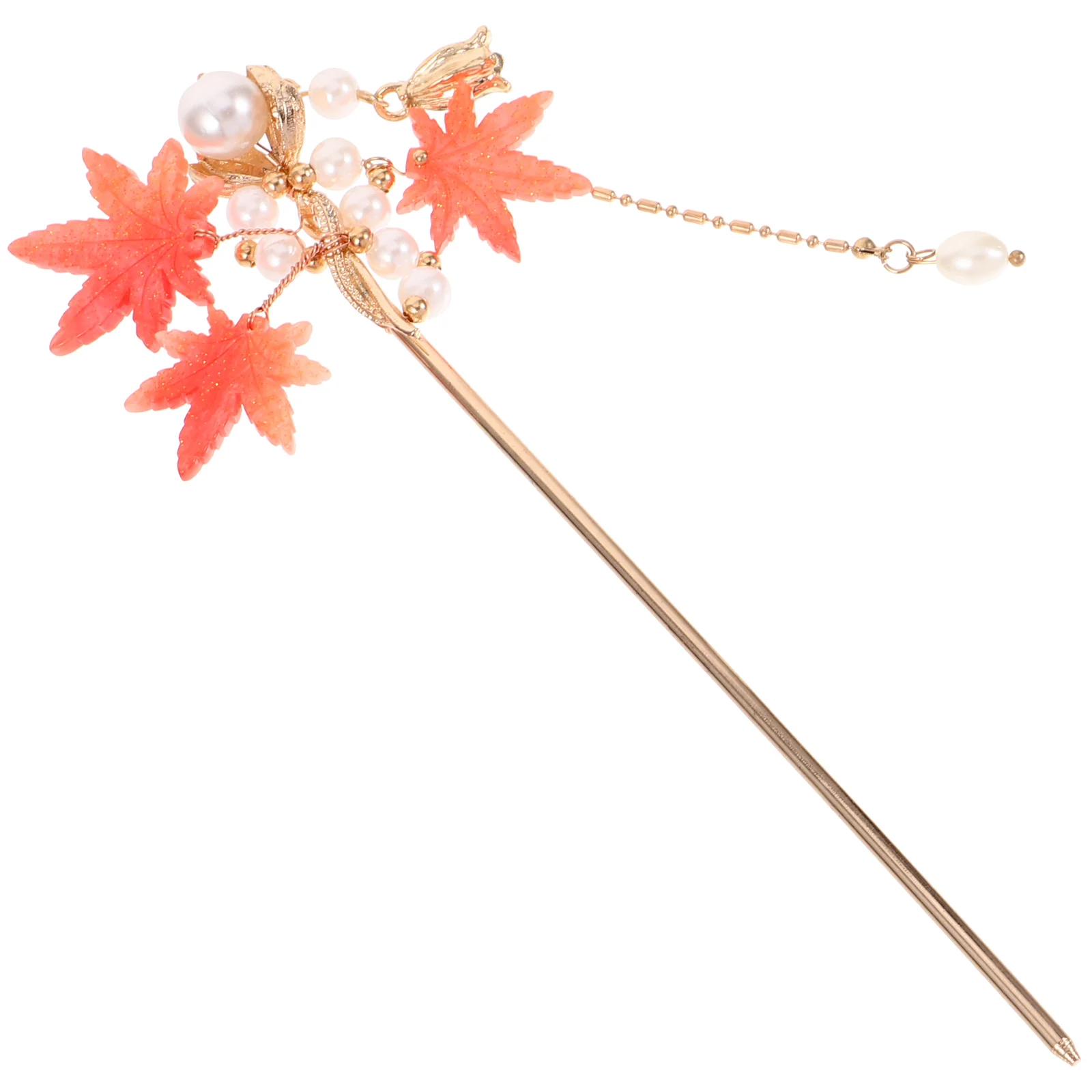 Ancient Costume Maple Leaf Hairpin Chopstick Accessories for Girl Tassel Chinese Leaves Style Gel