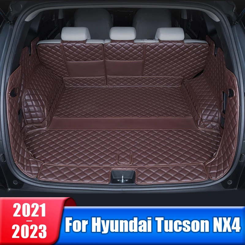 

Высококачественный кожаный коврик для багажника автомобиля для Hyundai Tucson NX4 2021 2022 2023, гибридный N-линия, подкладка для груза, коврик, аксессуары для ковра