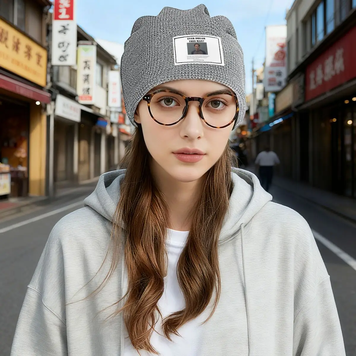 Ever Dream This Jerma Waffle Knit Fleece Lined Beanie with PU Leather Patch Unisex Warm Winter Soft Cap