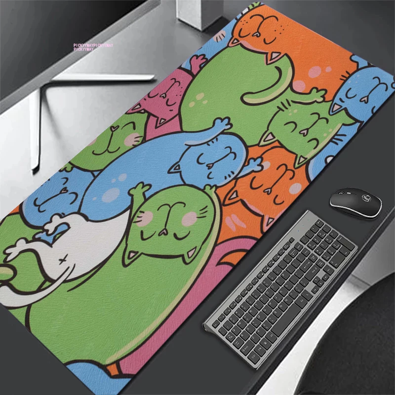 Large Anime Cat Mouse Pad Waterproof Desktop Oil-proof Non-slip Desk Mat Gaming Accessories Pad Mouse Kawaii Keyboard Gaming