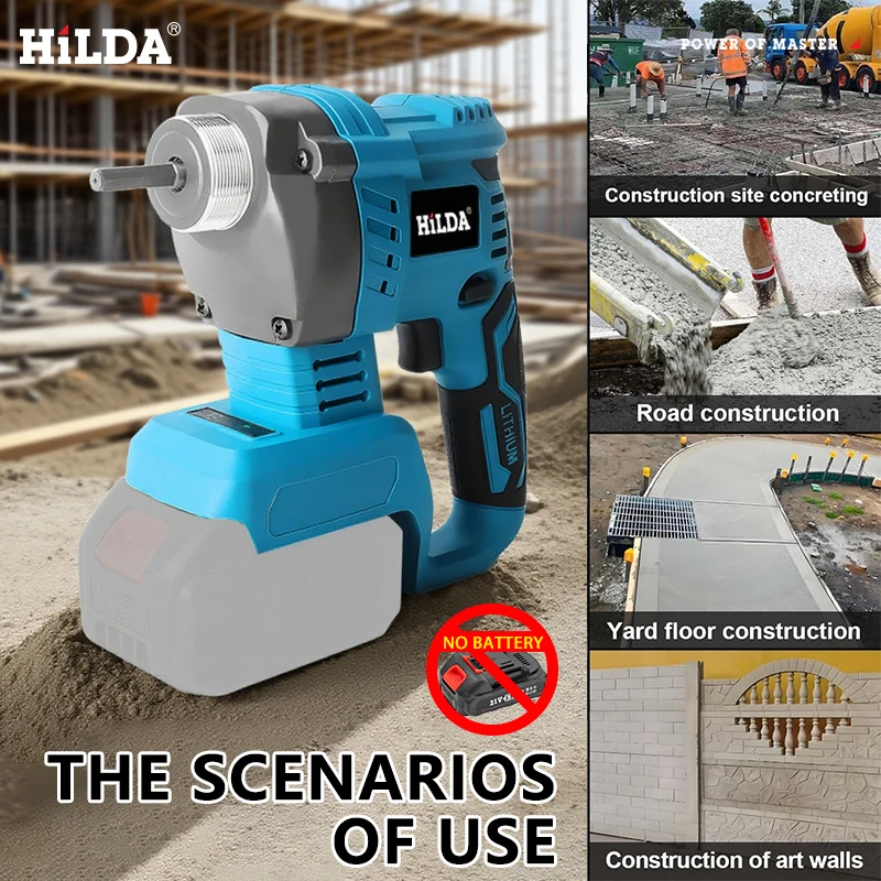 HILDA Cordless Elettrico Calcestruzzo Vibrato Ad Alta Potenza Miscelazione Strumento di Potere Elettrico Compattatore di Calcestruzzo Per Makita 21v Batteria