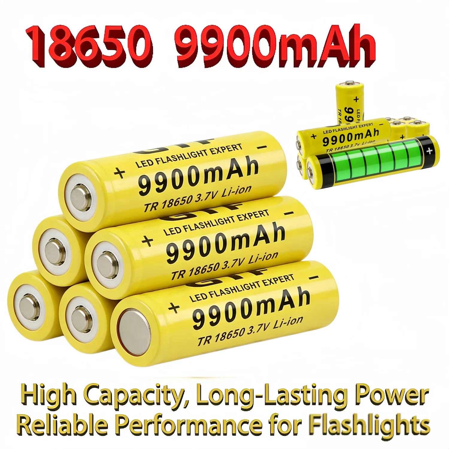 

3.7V 9900mAh 18650 Batteries USB Charging High Capacity 2-20 PCS Rechargeable Li-ion Battery for Flashlight LED Electronics