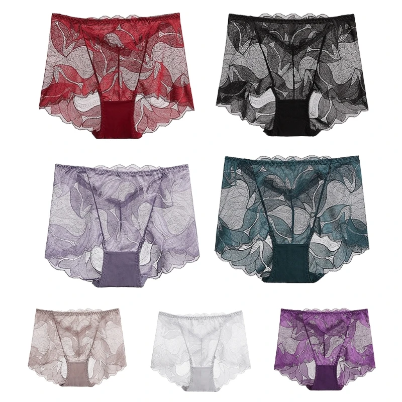 Solid Color Skinny Pantie Comfortable See-through Soft Sexy Underwears Breathable Floral Print Panties for Girl DropShip