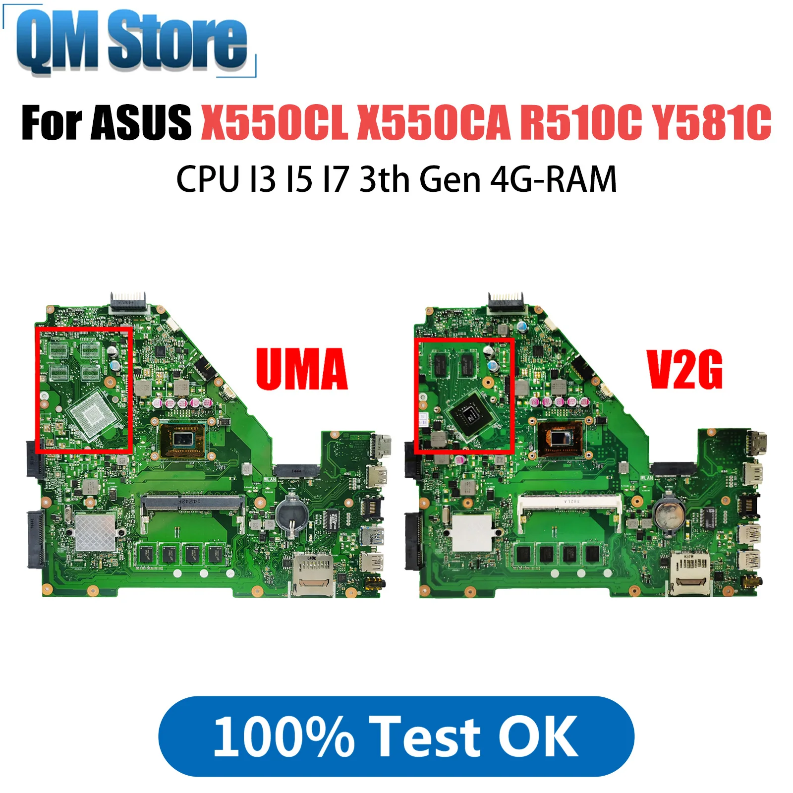 

X550CL Mainboard For ASUS X550CA X550CC R510C Y581C X550C Laptop Motherboard CPU I3 I5 I7 3th Gen 4G-RAM GT710M