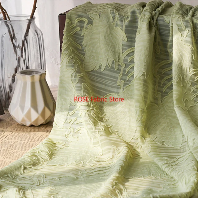New Leaf Jacquard Cut Flower Soft Airy Chiffon Fabric for Wedding Prom, Girls dress, Summer Blouse, Beach Dress