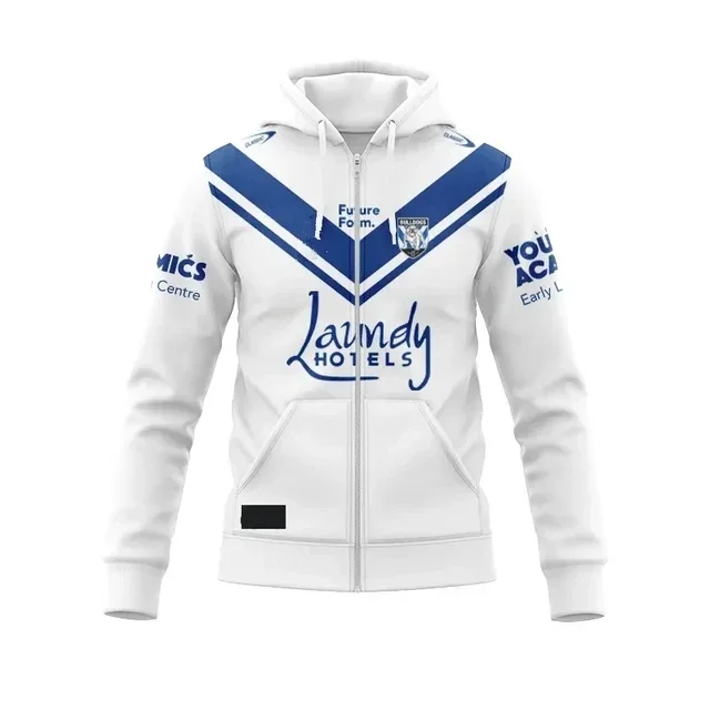 Maatwerk 2024 Bulldogs Thuis/Uit/Warming-Up Hoodie Met Rits-Herenmaat: S-5XL (Print Aangepast Naamnummer)