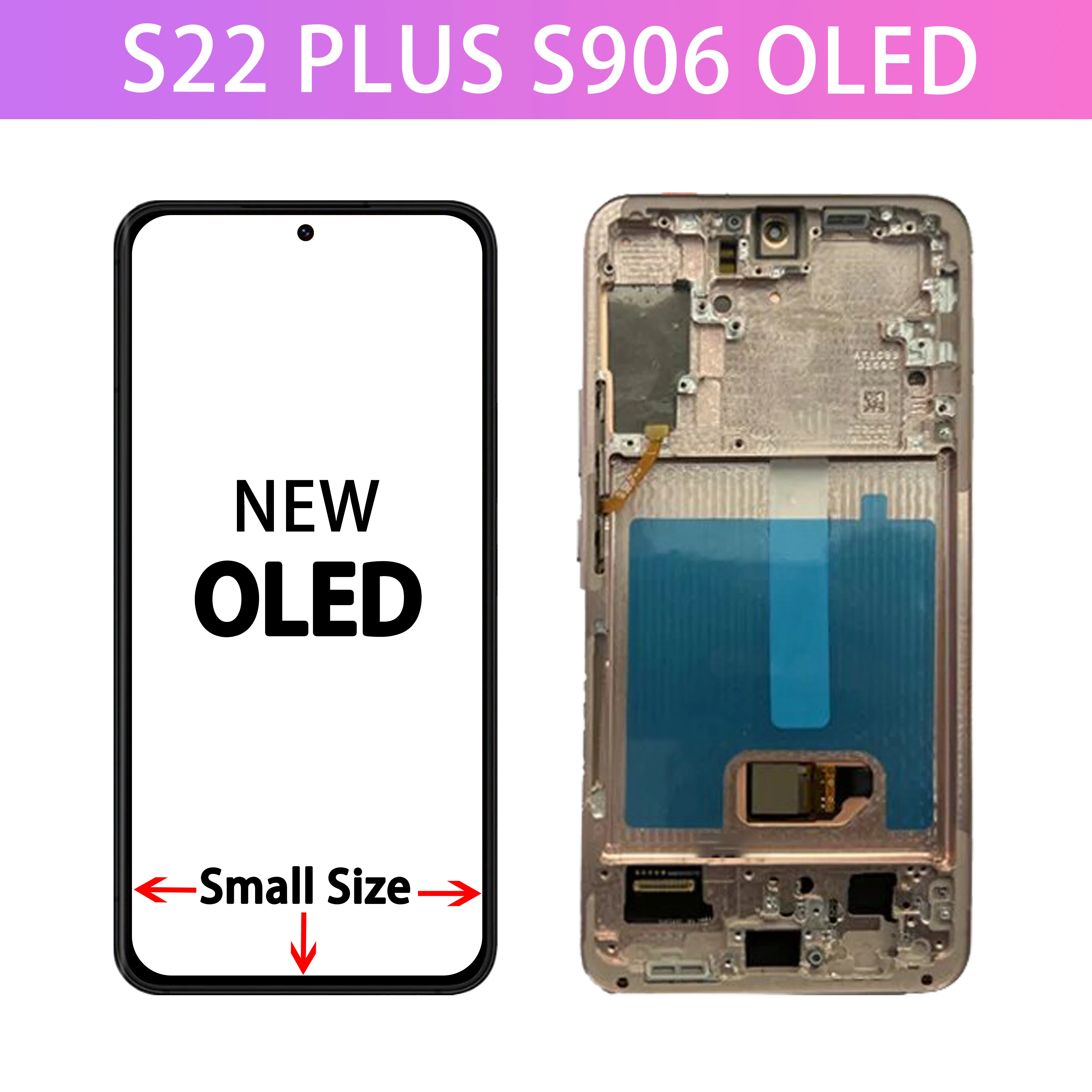 Super New OLED S22+ Display For Samsung Galaxy S22 Plus Touch Screen Assembly S906 S906B S906U S906W S906N S906E LCD With Frame