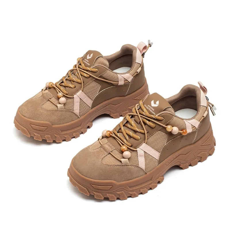 2026 منصة جديدة أحذية رياضية امرأة موضة سلسلة حبة الدانتيل يصل أحذية رياضية سميكة سوليد مريحة احذية الجري تنفس