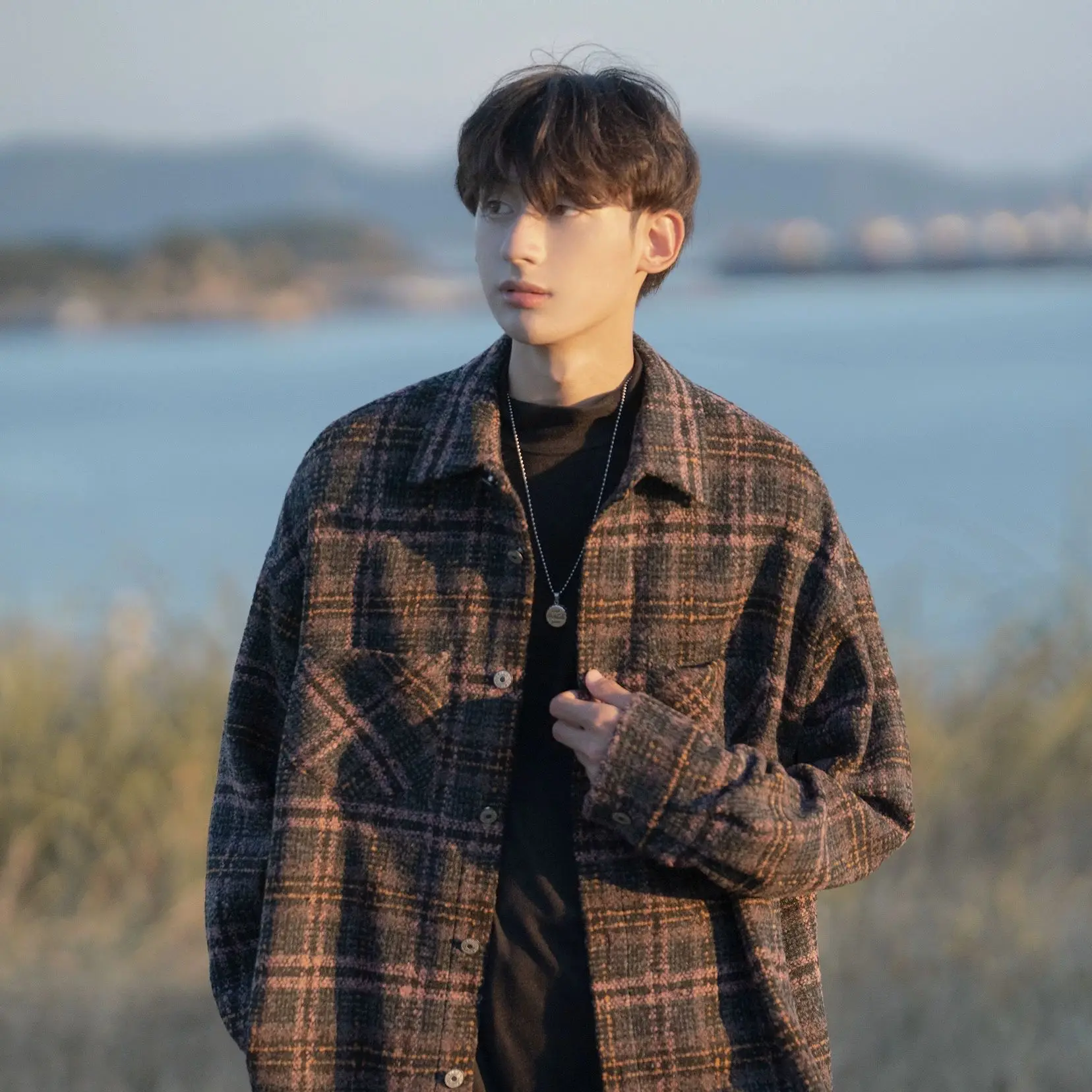 

Мужское пальто из смесовой шерсти в корейском стиле, популярное, с воротником-стойкой, износостойкой ткани, подходит для свадьбы, эстетичное, свободного кроя, в стиле бохо, хлопковое, в стиле бойфренд.