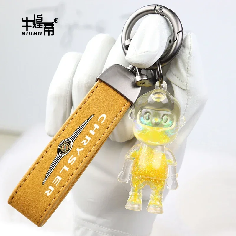 Suede Cartoon Car Keychain Pendant For Chrysler 300c 300 200 200c SRT Pacifica PT Auto Key Rings Anti-loss Protector Accessories