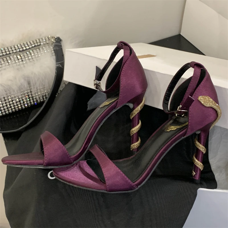 

Eilyken Sexy Crystal Diamond Thin High Heels Women Sandals Street Style Buckle Strap Banquet Prom Pumps Female Shoes