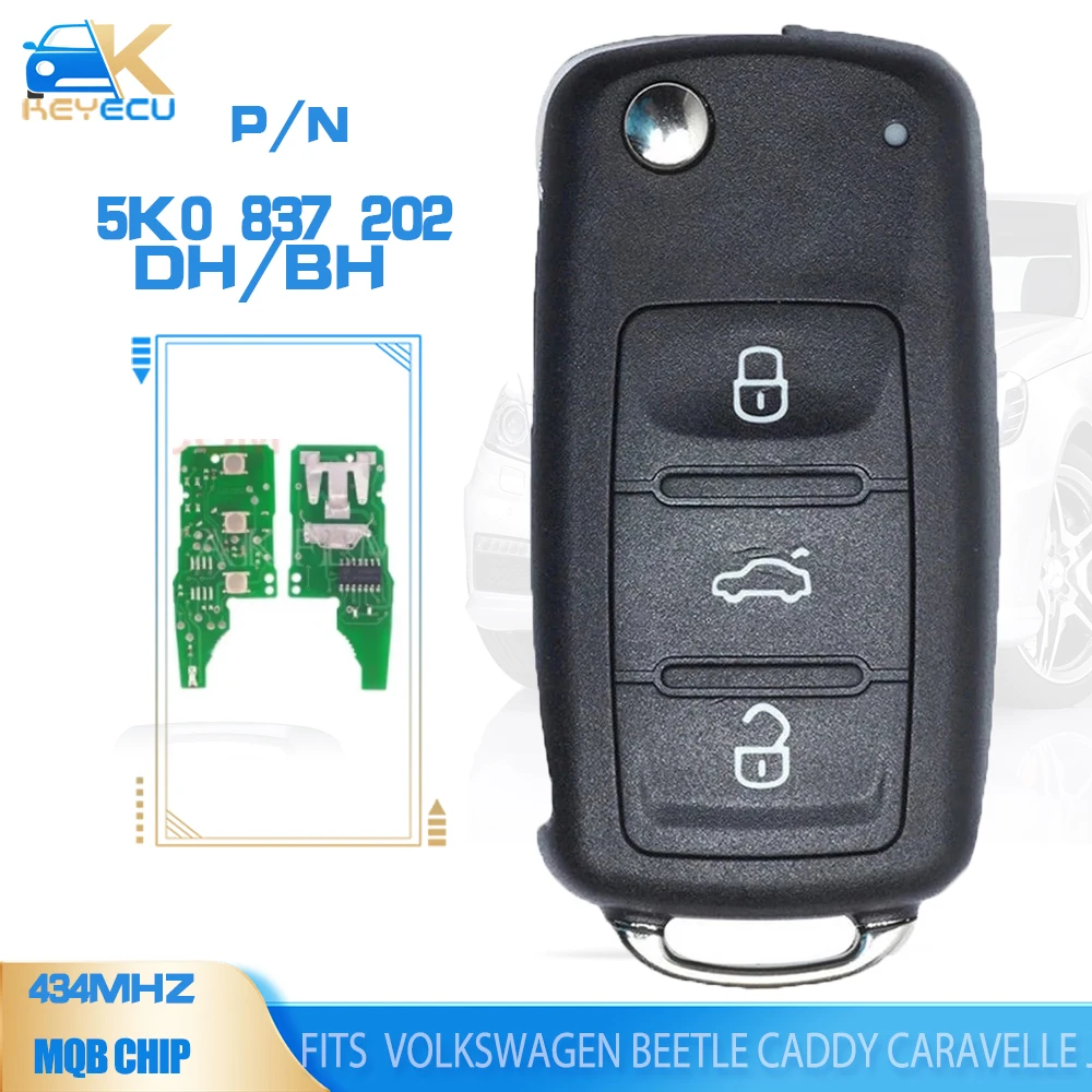 

KEYECU 5K0837202BH/ 5K0837202DH MQB дистанционный брелок для Volkswagen Beetle Caddy Caravelle Jetta Polo Sharan Scirocco Tiguan