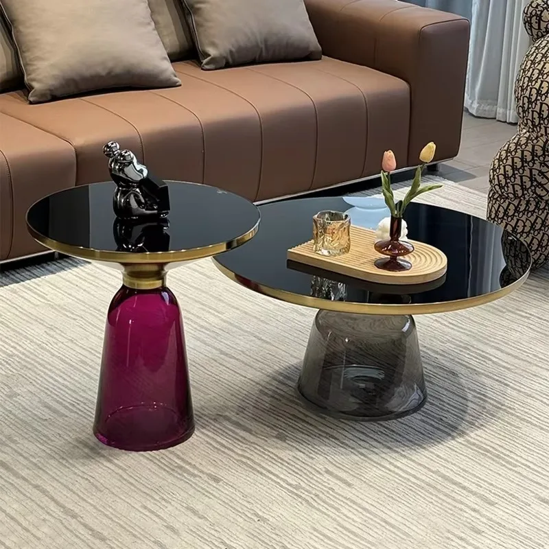 

Glass Design Side Table Living Room Aesthetic Luxury Modern Coffee Tables Round Nordic Tavolino Da Salotto Bedroom Furniture