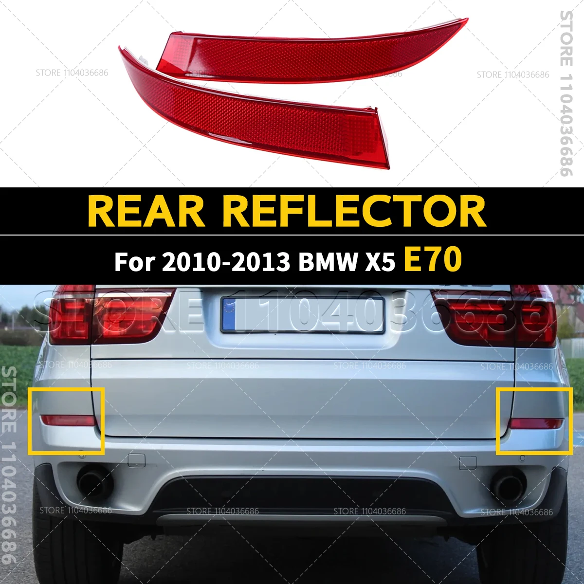 

For 2010 2011 2012 2013 E70 BMW X5 35dX 35iX 50iX Rear Bumper Red Lens Reflector Tail Light Housing 63147240997 63147240998