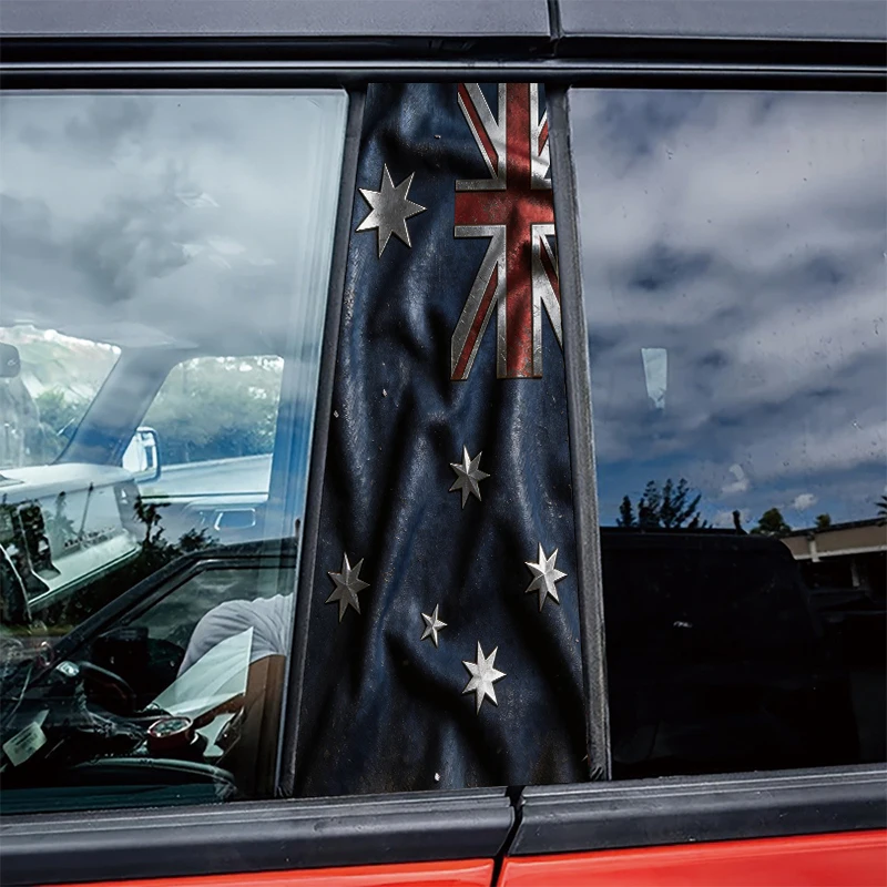

2 pieces of automotive B-pillar film Australian Flag Glossy material protective film