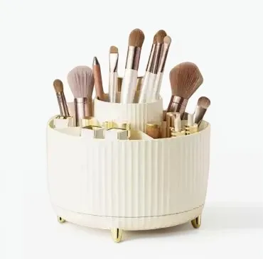 360 Rotating Makeup Brush Holder Desktop Cosmetic Organizer Rotating Desktop Storage Box Portable Lipstick Eyeliner Holder